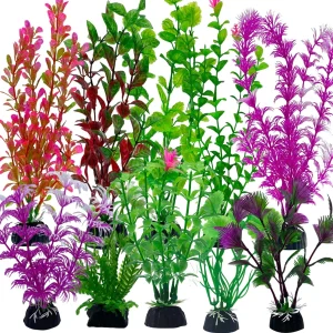 10pcs Aquarium Plants Artificial Aquarium Decor, Fish Tank Decorations with 5 Large Fish Tank Decor and 5 Medium Aquarium Decorations Fake Grass Aquarium Accessories