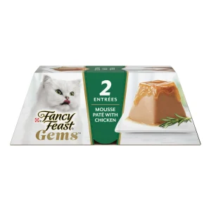 Purina Fancy Feast Gems Wet Cat Food Mousse Pate with Chicken and Halo of Savory Gravy (2) 2 oz Tubs